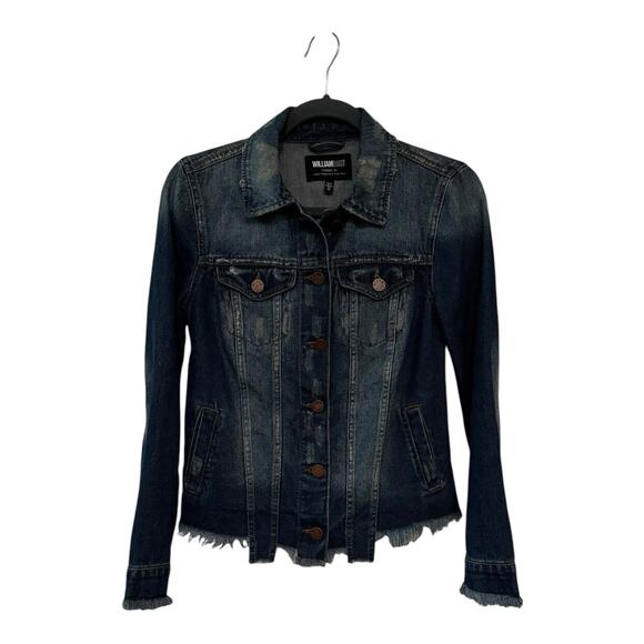 William Rast Button Down Denim Distressed Jacket Sz XS Justin Timberlake T Ayala - Picture 1 of 12